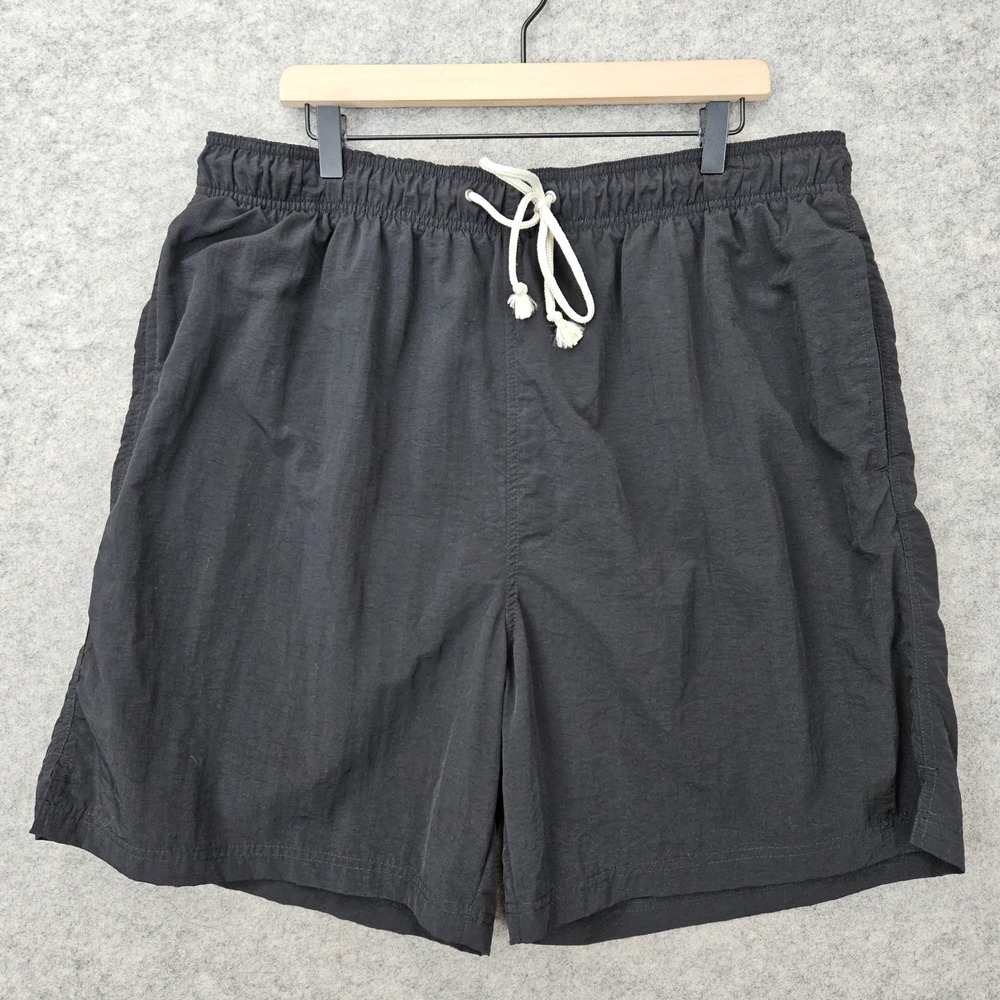 Sand N Sun Swim Trunks Men's Black XL Nylon Mesh Lined Cargo Pocket Board Shorts
